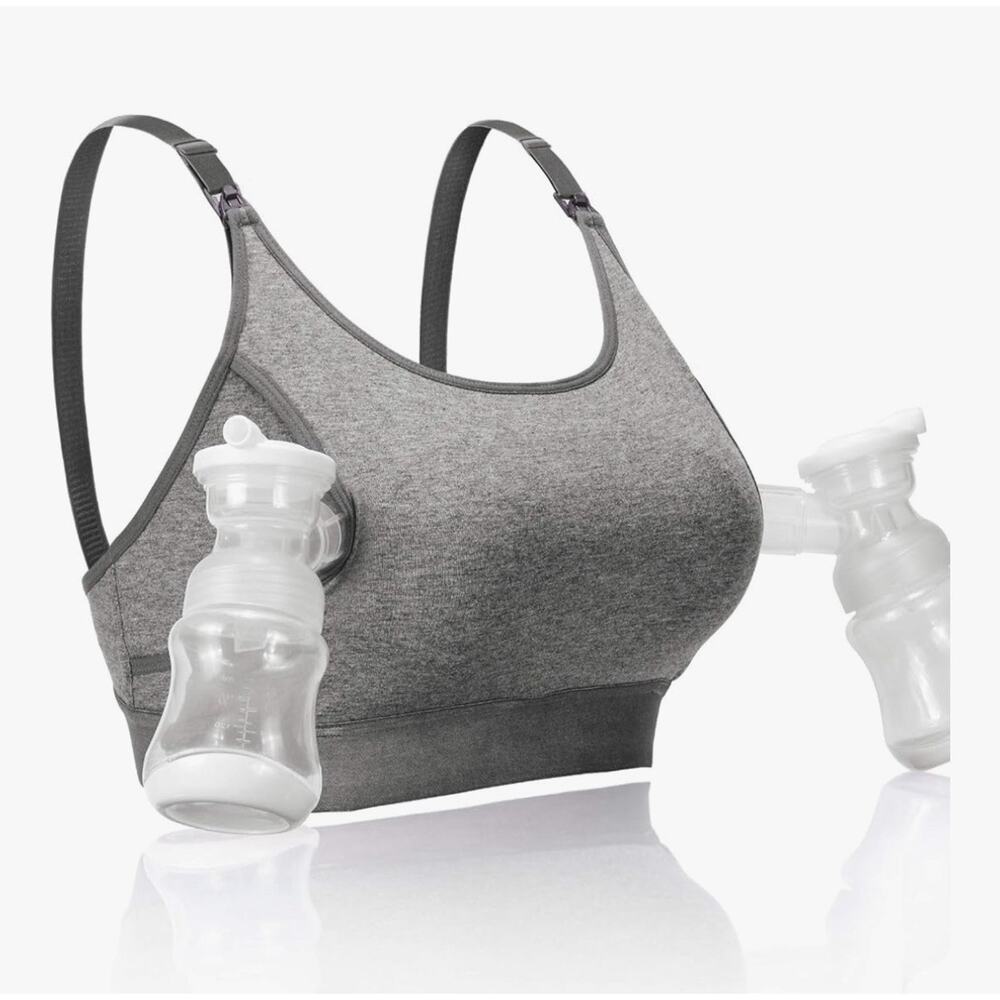 Momcozy Hands Free Pumping Bra Adjustable Breast-Pumps Holding and Nursing Bra L